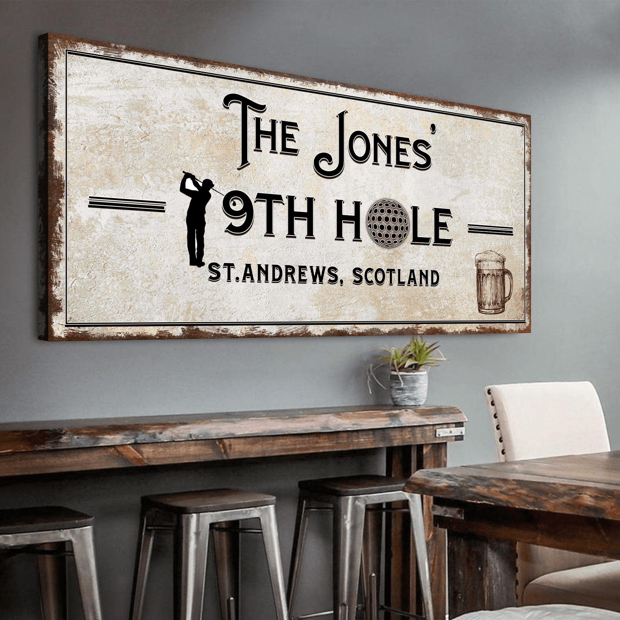 19th Hole Golf Personalized Sign - Tailored Canvases - Flyclothing LLC