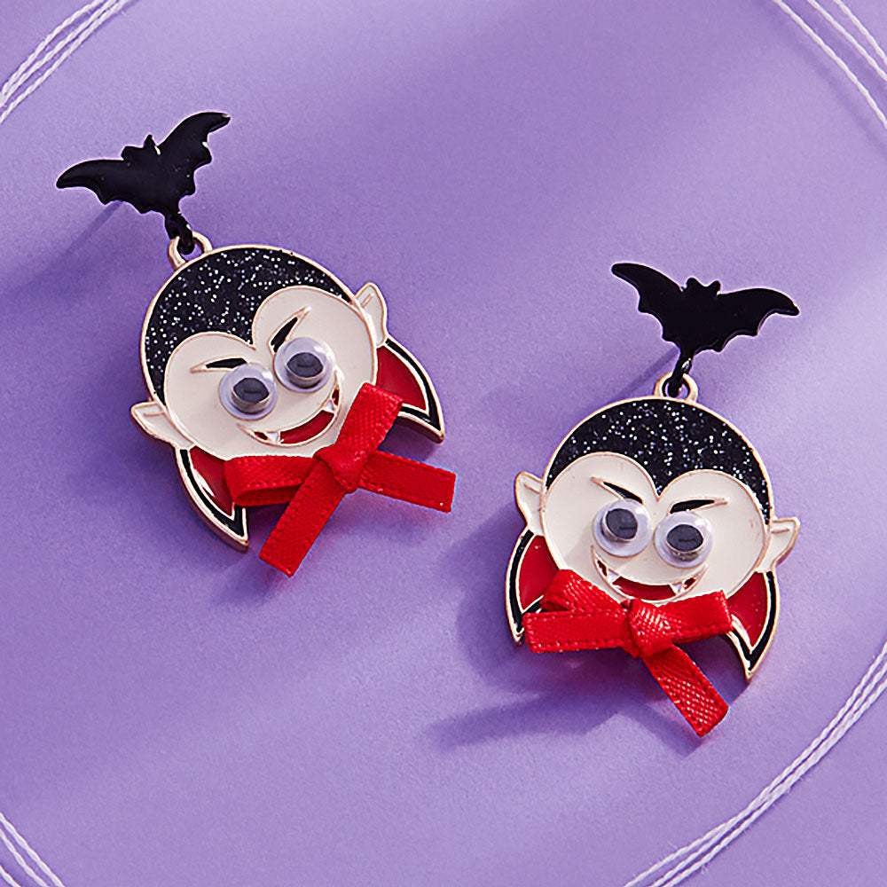 Eye Pointed Enamel Bat Dracula Dangle Earrings - Madeline Love - Flyclothing LLC