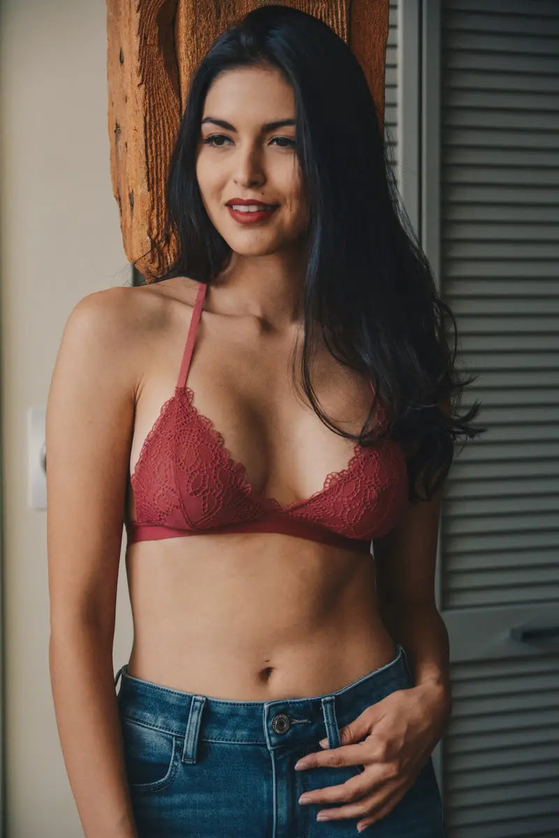 Eyelet Lace T-Back Bralette - Boho Clothing and Accessories - Flyclothing LLC