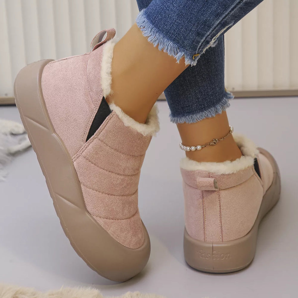 Warm Plush Lined Ankle Boots - Trendsi - Flyclothing LLC