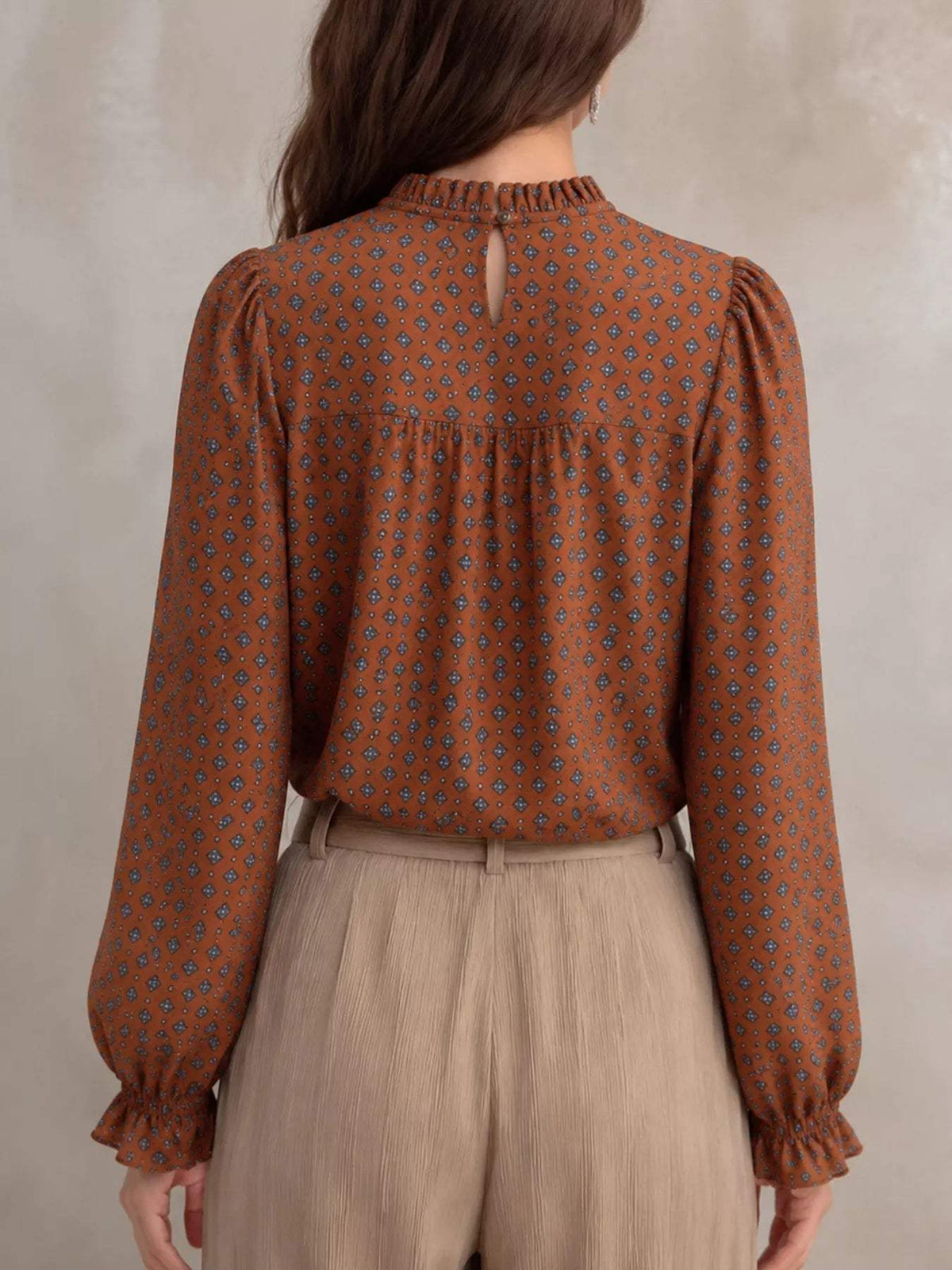 Printed Flounce Sleeve Blouse - Trendsi - Flyclothing LLC