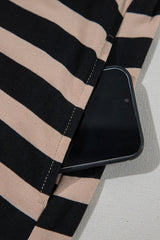 Stripe Casual Round Neck Tee Dress with Pockets - Trendsi - Flyclothing LLC