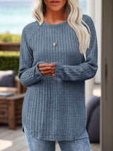 Round Neck Raglan Sleeve T-Shirt - Trendsi - Flyclothing LLC
