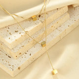 18K Gold-Plated Double Layered Geometric Necklace - Trendsi - Flyclothing LLC