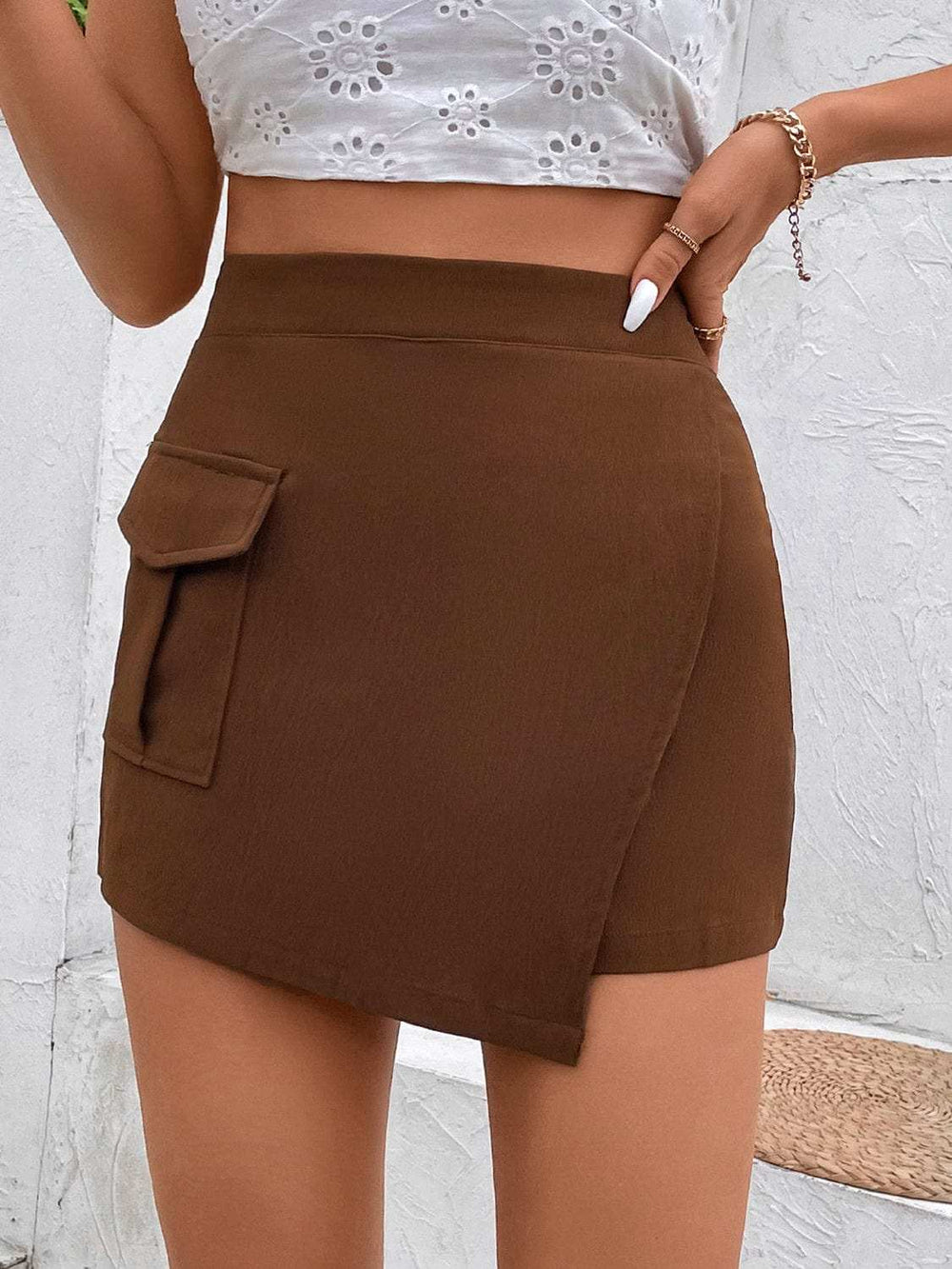 Pocketed High Waist Shorts - Trendsi - Flyclothing LLC