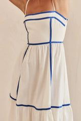 Contrast Trim Square Neck Midi Cami Dress - Trendsi - Flyclothing LLC