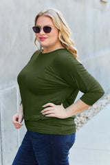 Basic Bae Full Size Round Neck Batwing Sleeve Top - ShopBasicbae - Flyclothing LLC