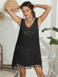 Tassel Scoop Neck Wide Strap Cover-Up - Trendsi - Flyclothing LLC