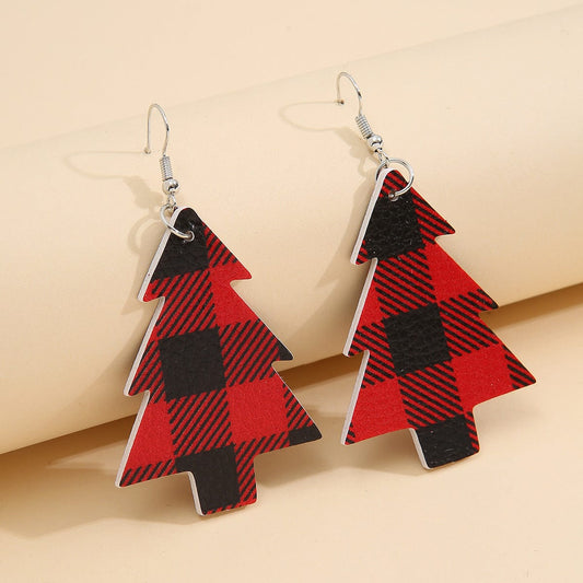 Christmas Tree PU Leather Dangle Earrings - Trendsi