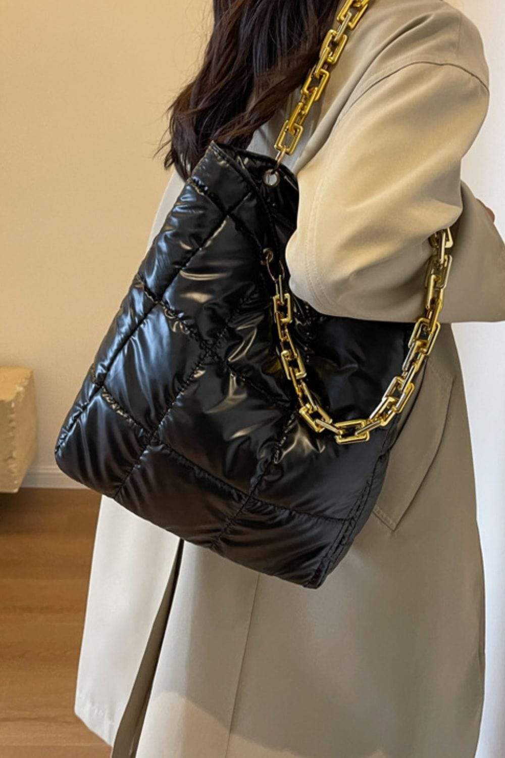 Bubble Texture Chain Handbag - Trendsi - Flyclothing LLC
