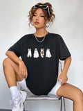 Round Neck Short Sleeve Ghost Graphic T-Shirt - Trendsi - Flyclothing LLC
