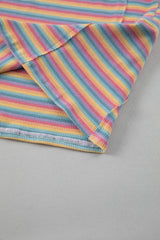 Striped Round Neck Top and Shorts Set - Trendsi - Flyclothing LLC