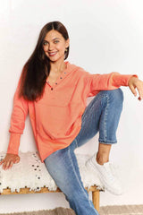 Double Take Quarter-Snap Dropped Shoulder Hoodie - Trendsi - Flyclothing LLC