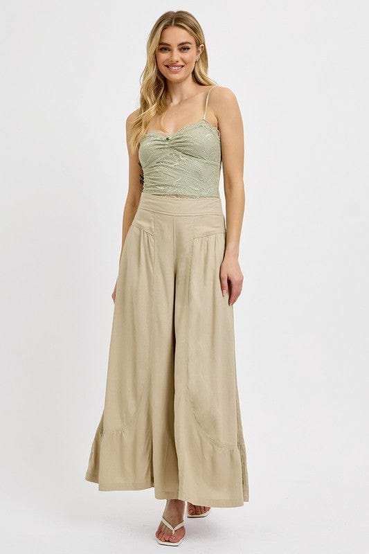 RISEN Shirring Detail Wide Leg Pants - Trendsi - Flyclothing LLC