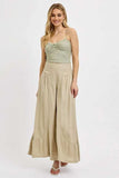 RISEN Shirring Detail Wide Leg Pants - Trendsi - Flyclothing LLC