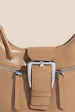 Fame Large Buckle Triple Zipper Hand Bag - Trendsi