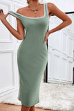 Square Neck Wide Strap Sleeveless Dress - Trendsi
