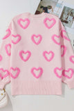 High-Low Heart Round Neck Long Sleeve Sweater - Trendsi - Flyclothing LLC