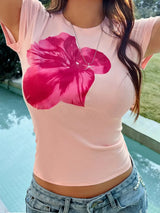 Devine Graphic Round Neck Short Sleeve T-Shirt - Trendsi - Flyclothing LLC