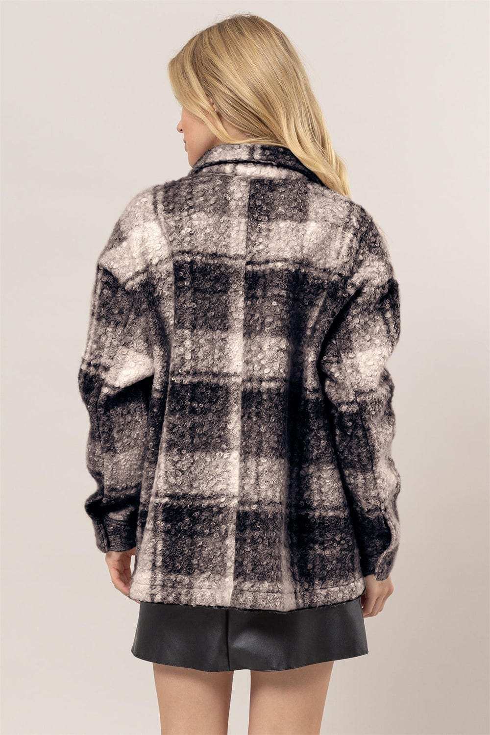 HYFVE Plaid Button Up Boucle Jacket - Trendsi - Flyclothing LLC
