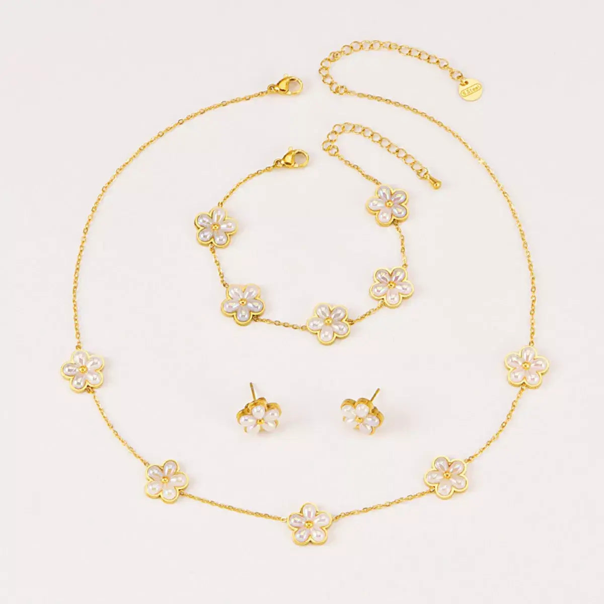 18K Gold-Plated Flower Jewelry Set - Trendsi - Flyclothing LLC