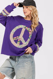 SAGE+FIG Peace Applique Patch Long Sleeve Top - Trendsi