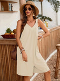 Casual V-Neck Sleeveless Romper with Pockets - Trendsi - Flyclothing LLC