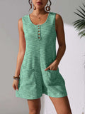 Full Size Button Front Romper with Pockets Plus Size - Trendsi - Flyclothing LLC