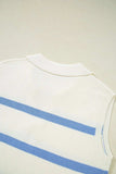 Stripe Split V Neck Collared Ribbed Sweater Vest - Trendsi - Flyclothing LLC
