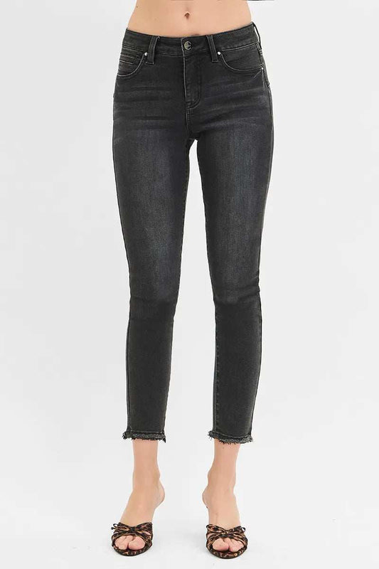 RISEN Full Size Tummy Control Mid Rise Crop Skinny Jeans Plus Size - Trendsi - Flyclothing LLC
