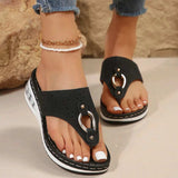 Toe Post Wedge Sandals - Trendsi - Flyclothing LLC