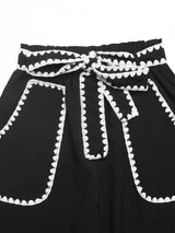 Crochet Trim Tie Waist Wide Leg Pants - Trendsi - Flyclothing LLC