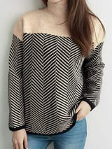 Contrast Turtleneck Long Sleeve Sweater - Trendsi - Flyclothing LLC