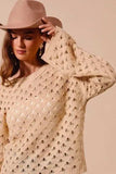 SO ME Geometric Pattern Open Knit Lightweight Sweater - Trendsi - Flyclothing LLC