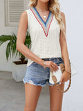 Eyelet V-Neck Tank - Trendsi - Flyclothing LLC