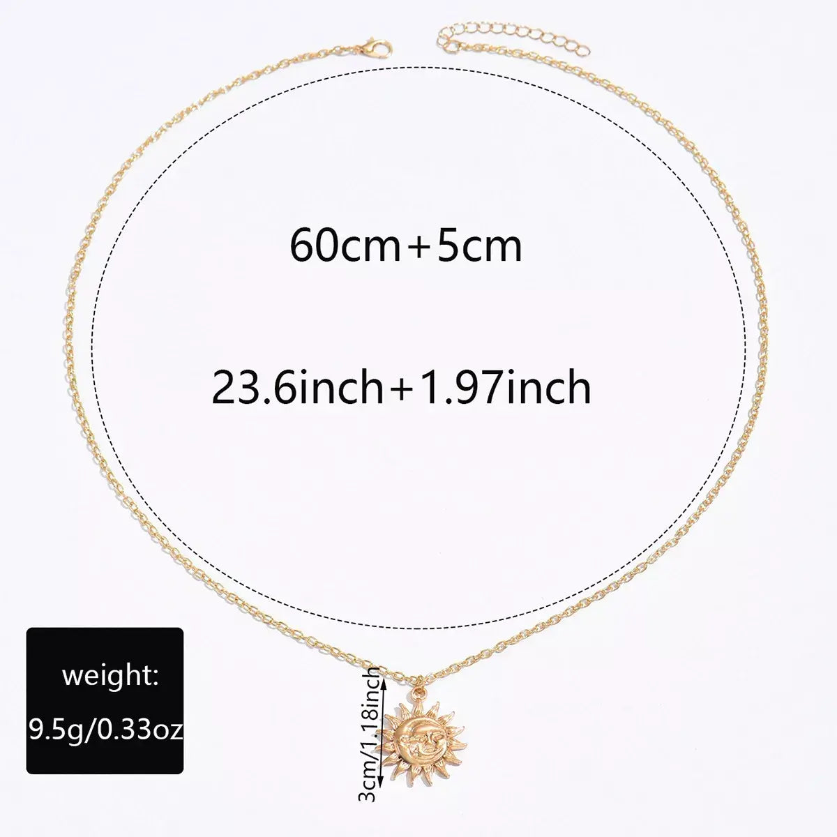 18K Gold-Plated Sunburst Pendant Necklace - Trendsi - Flyclothing LLC