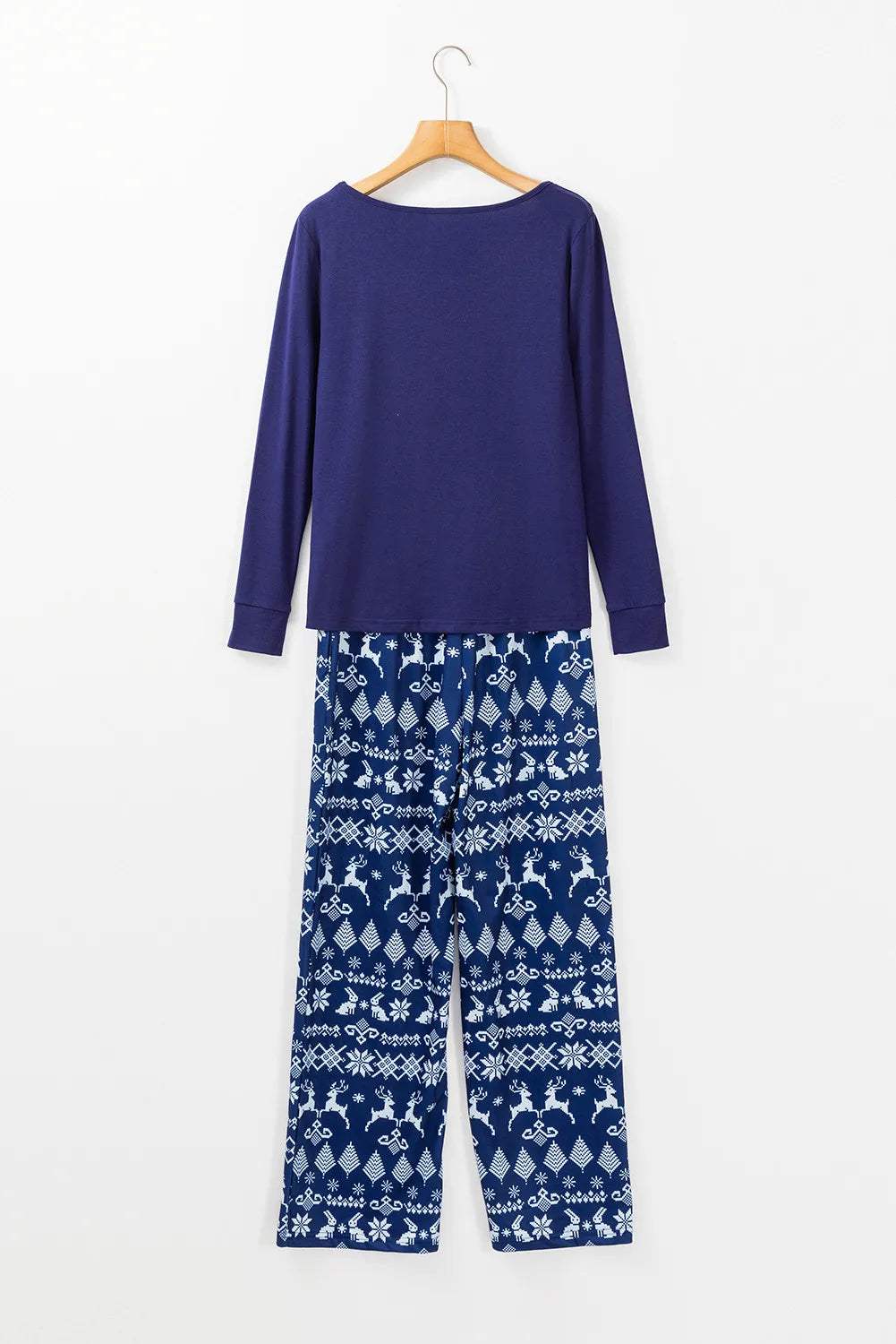 Round Neck Long Sleeve Top and Printed Pants Lounge Set - Trendsi - Flyclothing LLC