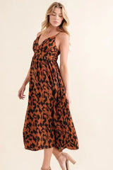 And The Why Leopard Print Plunge Maxi Dress - Trendsi - Flyclothing LLC