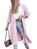 Slit Open Front Roll-Tab Sleeve Trench Coat - Trendsi - Flyclothing LLC