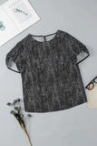 Printed Round Neck Short Sleeve Blouse - Trendsi - Flyclothing LLC