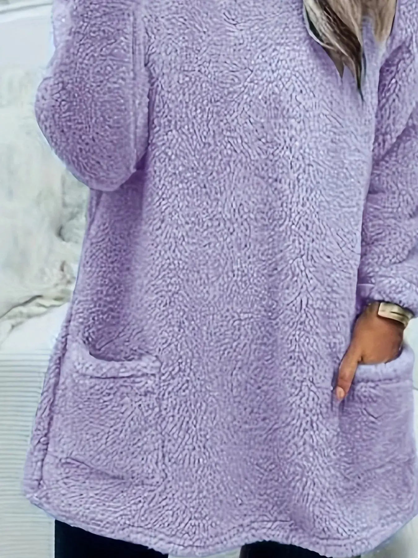 Fleece Long Sleeve Sweatshirt - Trendsi - Flyclothing LLC