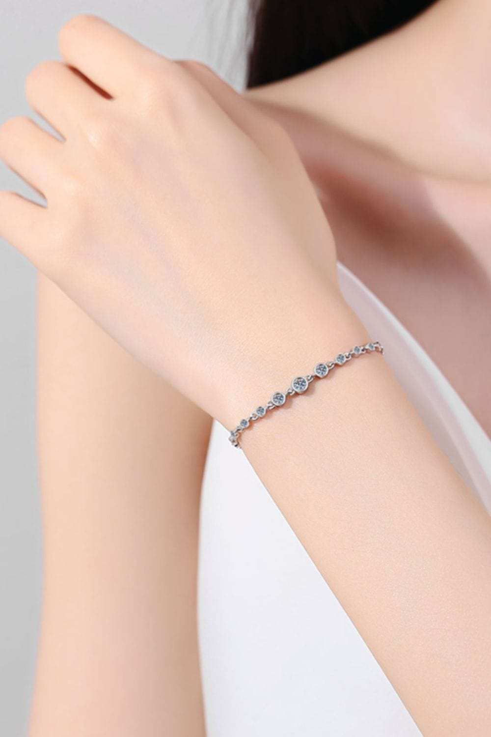 925 Sterling Silver Inlaid Moissanite Bracelet - Trendsi - Flyclothing LLC