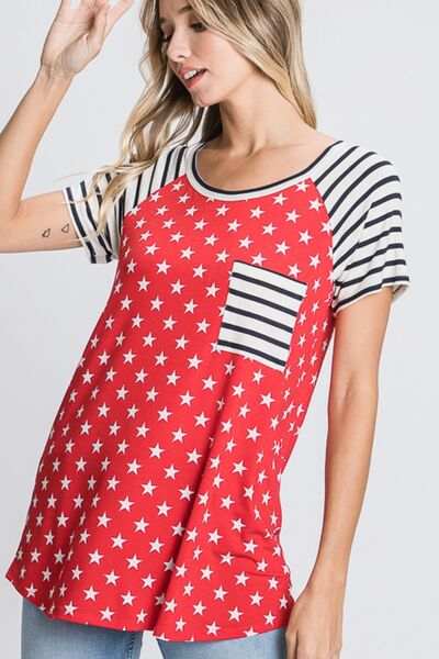 Heimish Full Size Star & Striped Round Neck Short Sleeve T-Shirt Plus Size - Trendsi - Flyclothing LLC