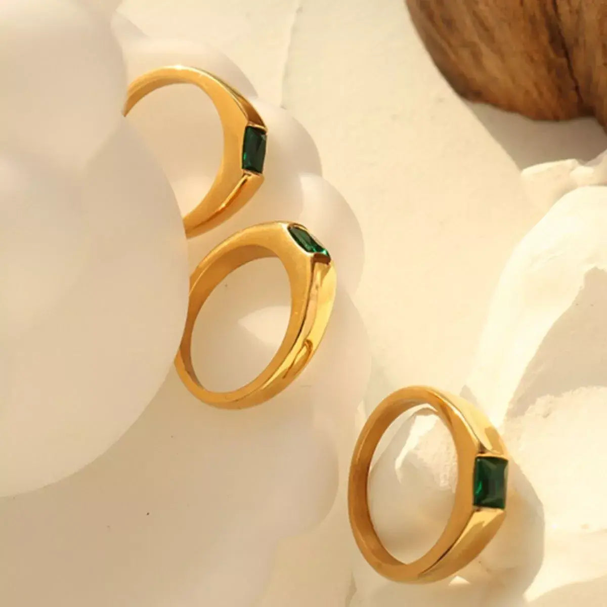 18K Gold-Plated Titanium Steel Zircon Ring - Trendsi - Flyclothing LLC