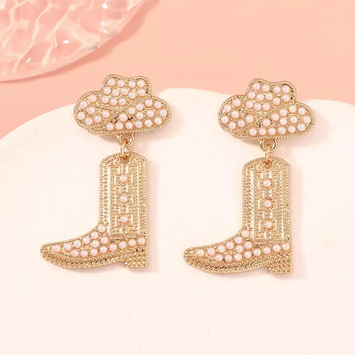 Rhinestone Cowboy Boot Dangle Earrings - Trendsi - Flyclothing LLC