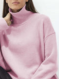 Turtleneck Drop Shoulder Long Sleeve Sweater - Trendsi - Flyclothing LLC