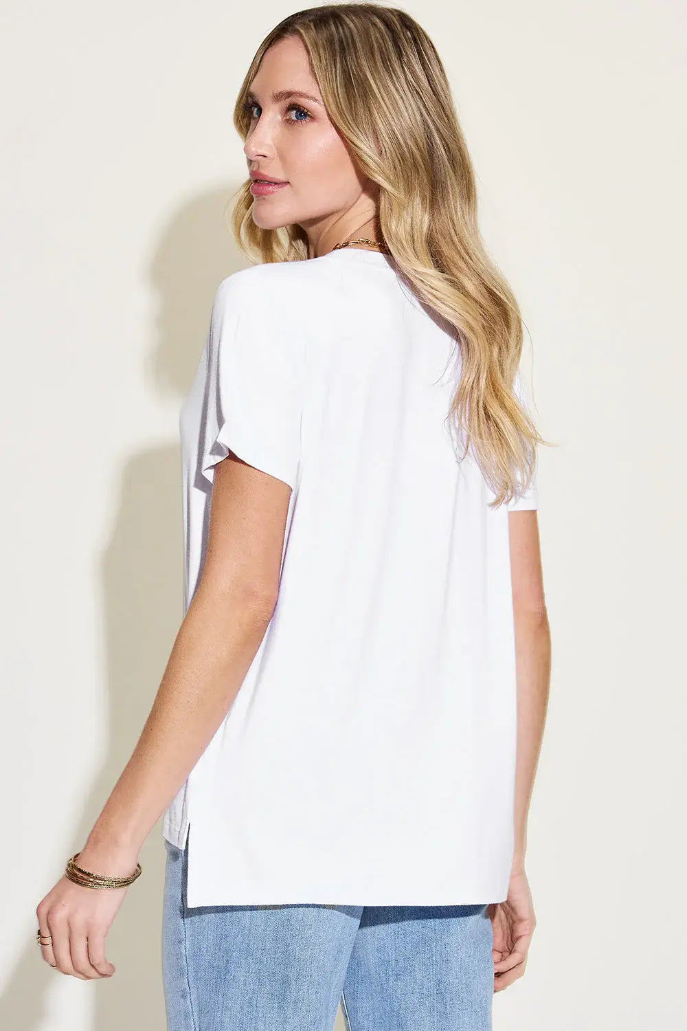 Basic Bae Full Size V-Neck High-Low T-Shirt - ShopBasicbae - Flyclothing LLC