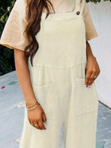 Full Size Casual Wide Leg Textured Overalls Plus Size - Trendsi - Flyclothing LLC