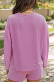 Bubble Gum Rabbit Sequin Corded Rib Top and Shorts Set - Trendsi