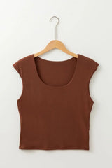 Round Neck Slim Cap Sleeve Top - Trendsi - Flyclothing LLC